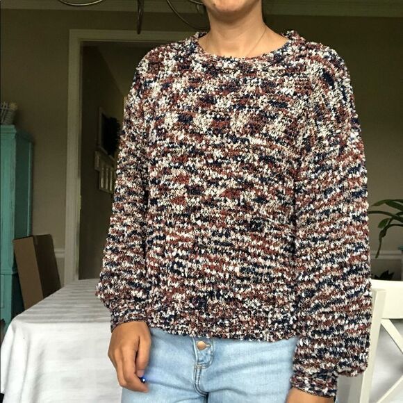 Maurices Fall Brown Earthy Pullover Crew Sweater Fuzzy Women Size Medium Crew - Picture 3 of 9